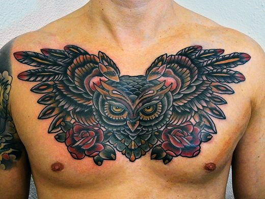 tatuagem coruja peito 35