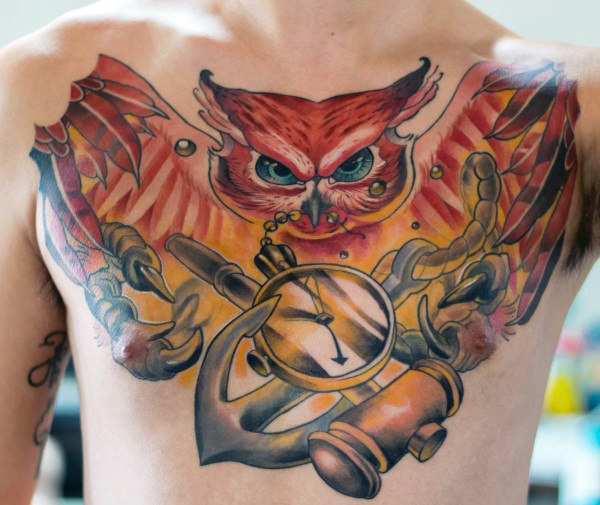 tatuagem coruja peito 39