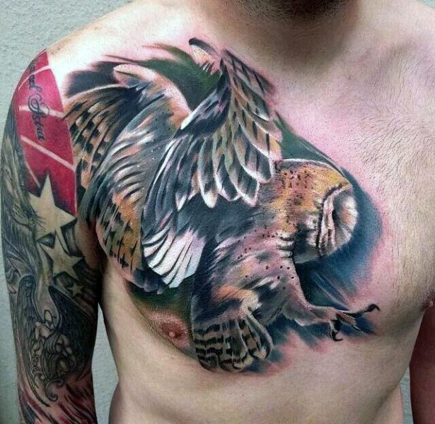 tatuagem coruja peito 47