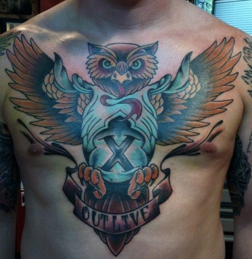 tatuagem coruja peito 55