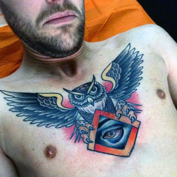 tatuagem coruja peito 67