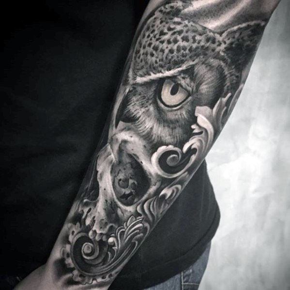 tatuagem caveira coruja 15
