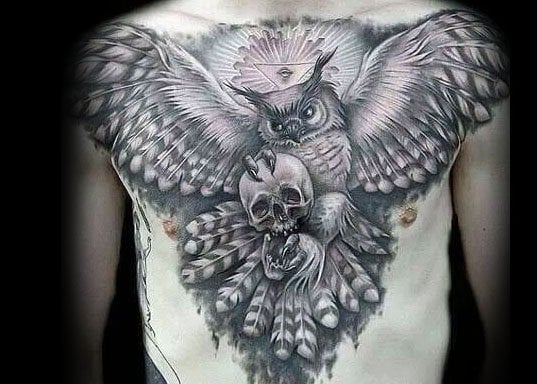 tatuagem caveira coruja 25