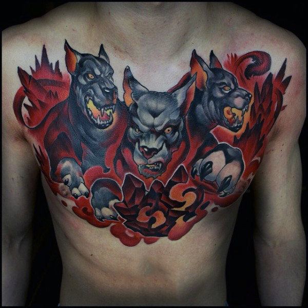 43 Tatuagens de Cérbero ou cão de Hades (Com o significado)